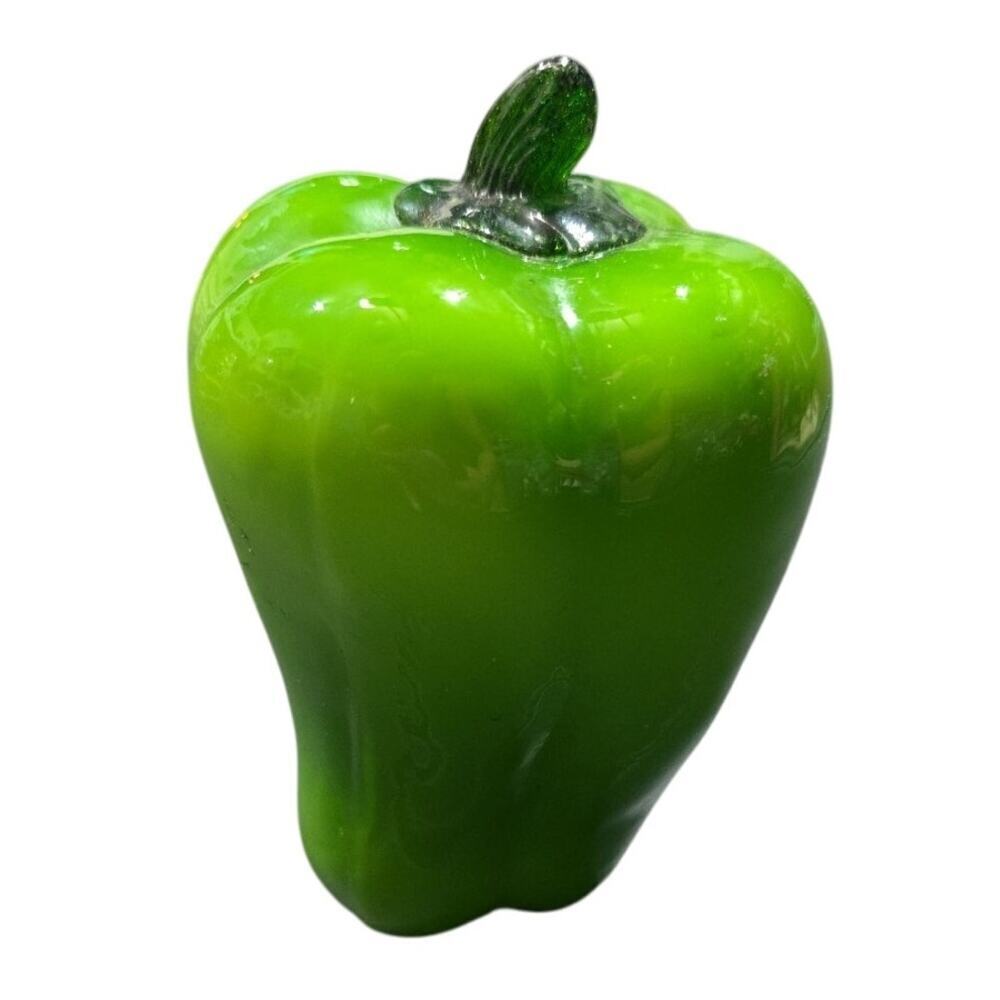 Vintage Hand Blown Art Decorative Glass Bell Pepper Life Size Murano Style B2
